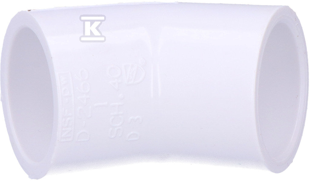 Kolano 45˚ KW/KW PVC-U 1"