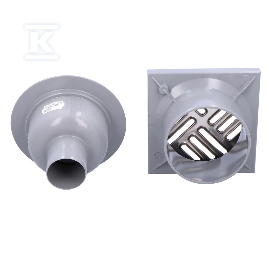 Wpust Classic DN50, odpływ pionowy z przykręcaną kratką nierdzewną 138x138