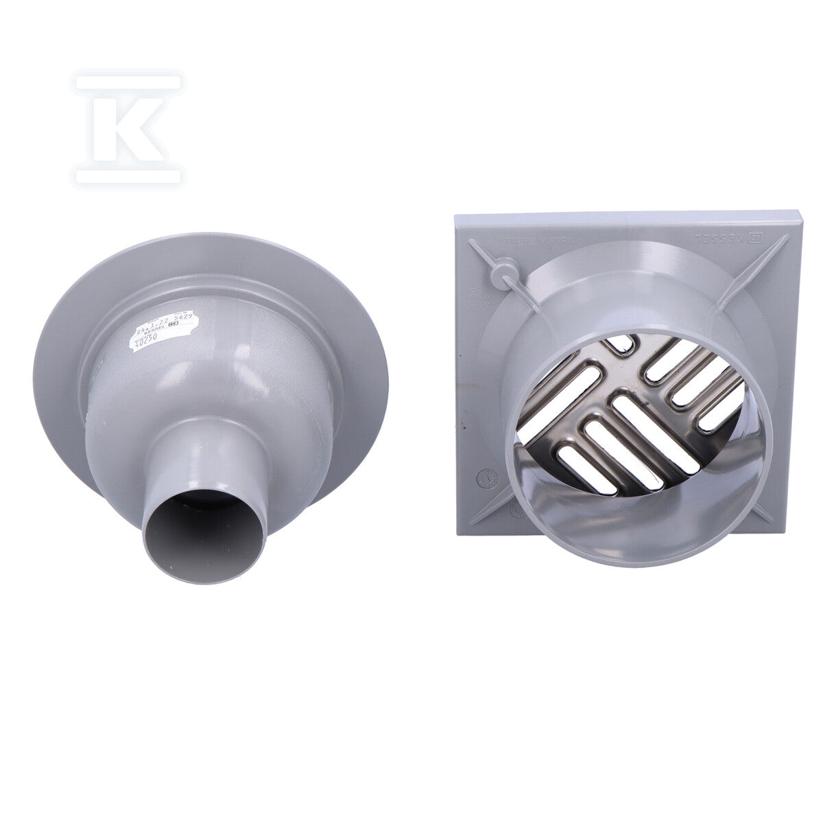 Wpust Classic DN50, odpływ pionowy z przykręcaną kratką nierdzewną 138x138