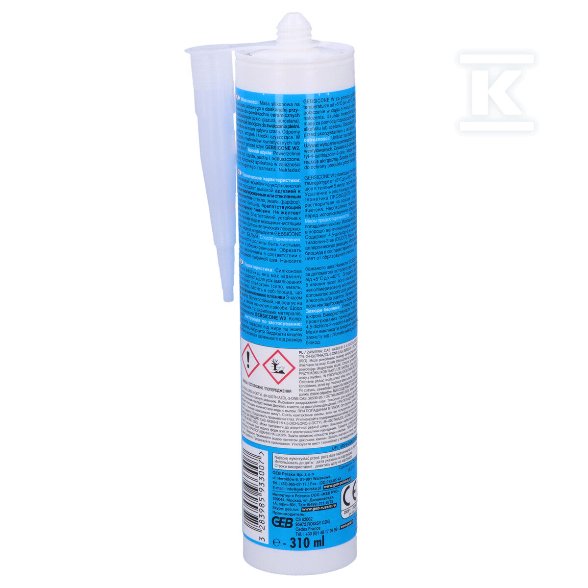 Silikon sanitarny biały kart.310 ml GEBSICONE