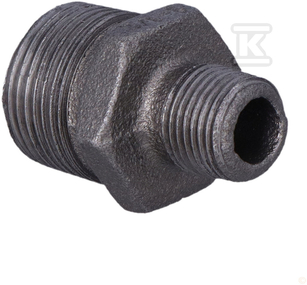 Nypel redukcyjny wkrętno-zwężkowy 1X1/2" czarny N8, NR 40, NR 245