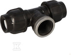 Trójnik zaciskowy PP 90st. 40x6/4"x40 GW gwint wewnętrzny PN16, do rur PE, kolor czarny