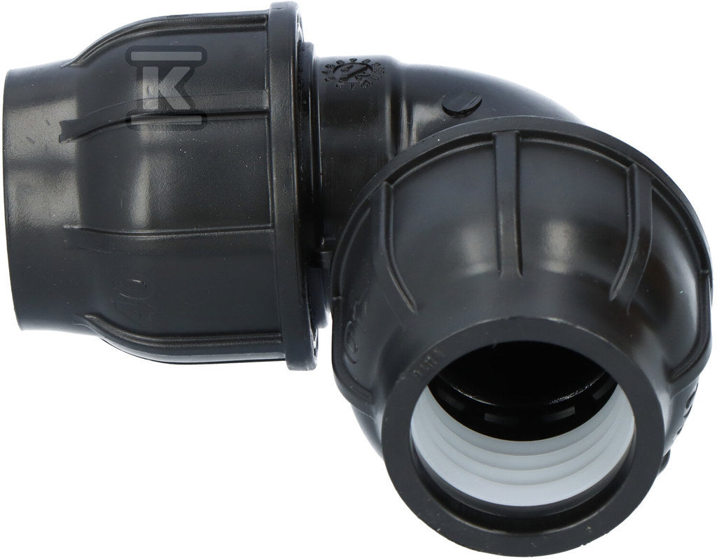 Kolano zaciskowe PP 90st. 40x40 PN16, do rur PE, kolor czarny