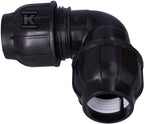 Kolano zaciskowe PP 90st. 75x75 PN10, do rur PE, kolor czarny
