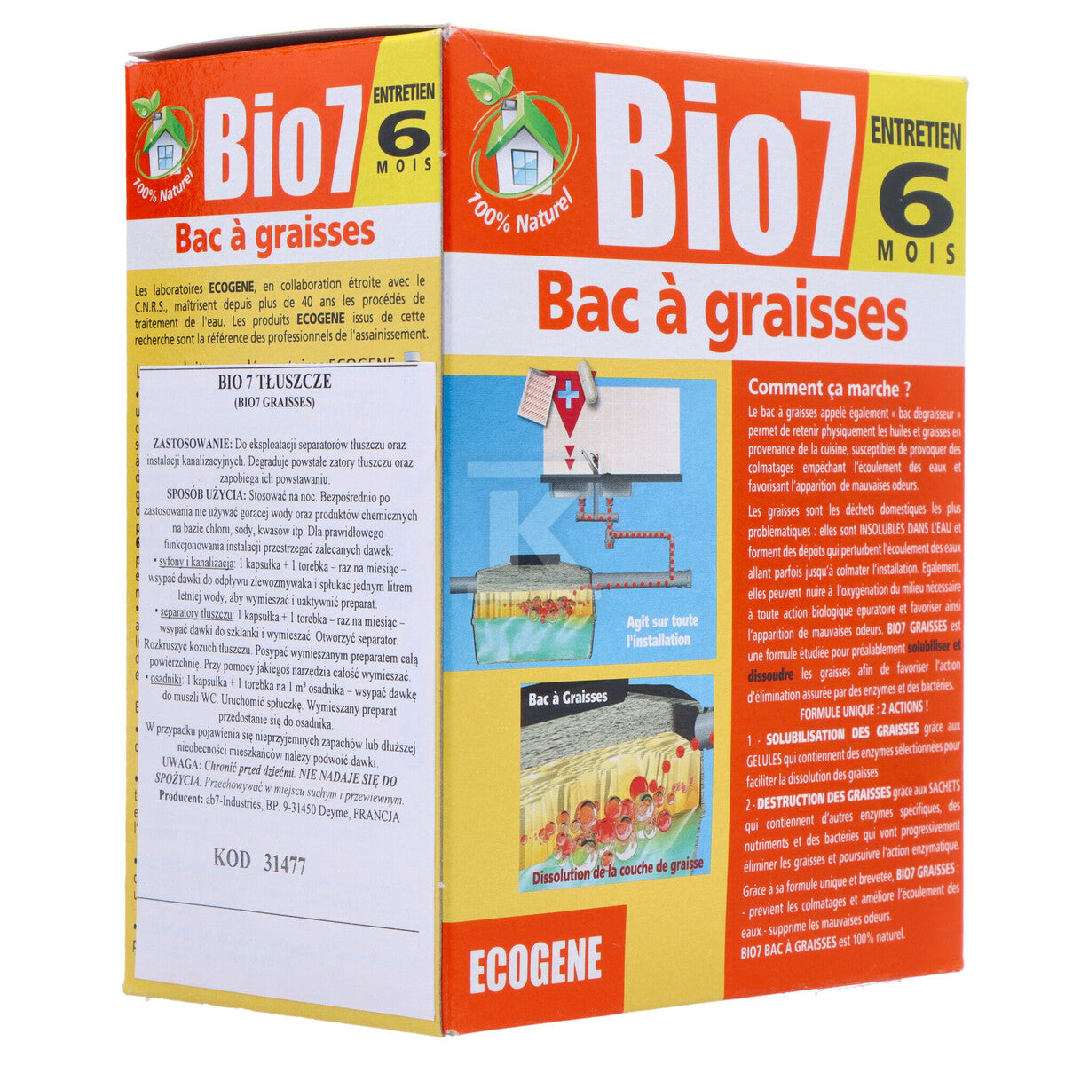 Preparat BIO7 TŁUSZCZE EKSPLOATACJA 480G do osadników i separatorów tłuszczu
