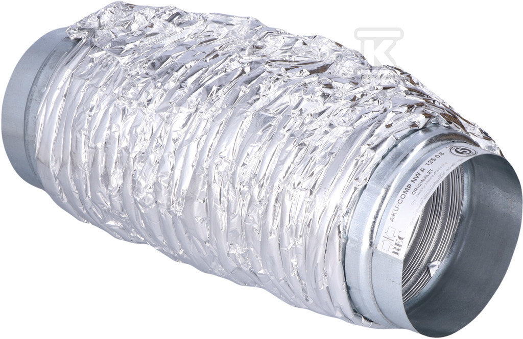 Tłumik kanałowy AKU-COMP, do elastycznych połączeń w systemach wentylacyjnych, długość max. 0,6mm, średnica 125mm