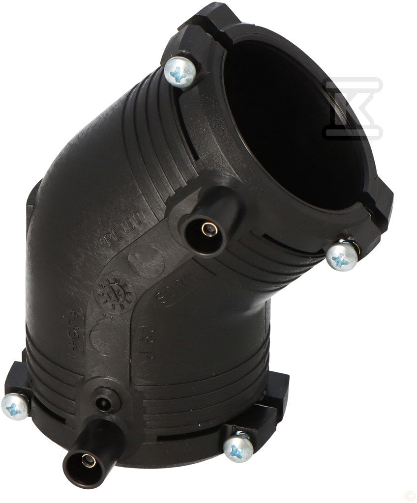 Kolano elektrooporowe 45ST. DN50 PE100, SDR11, PN10 gaz/PN16 woda