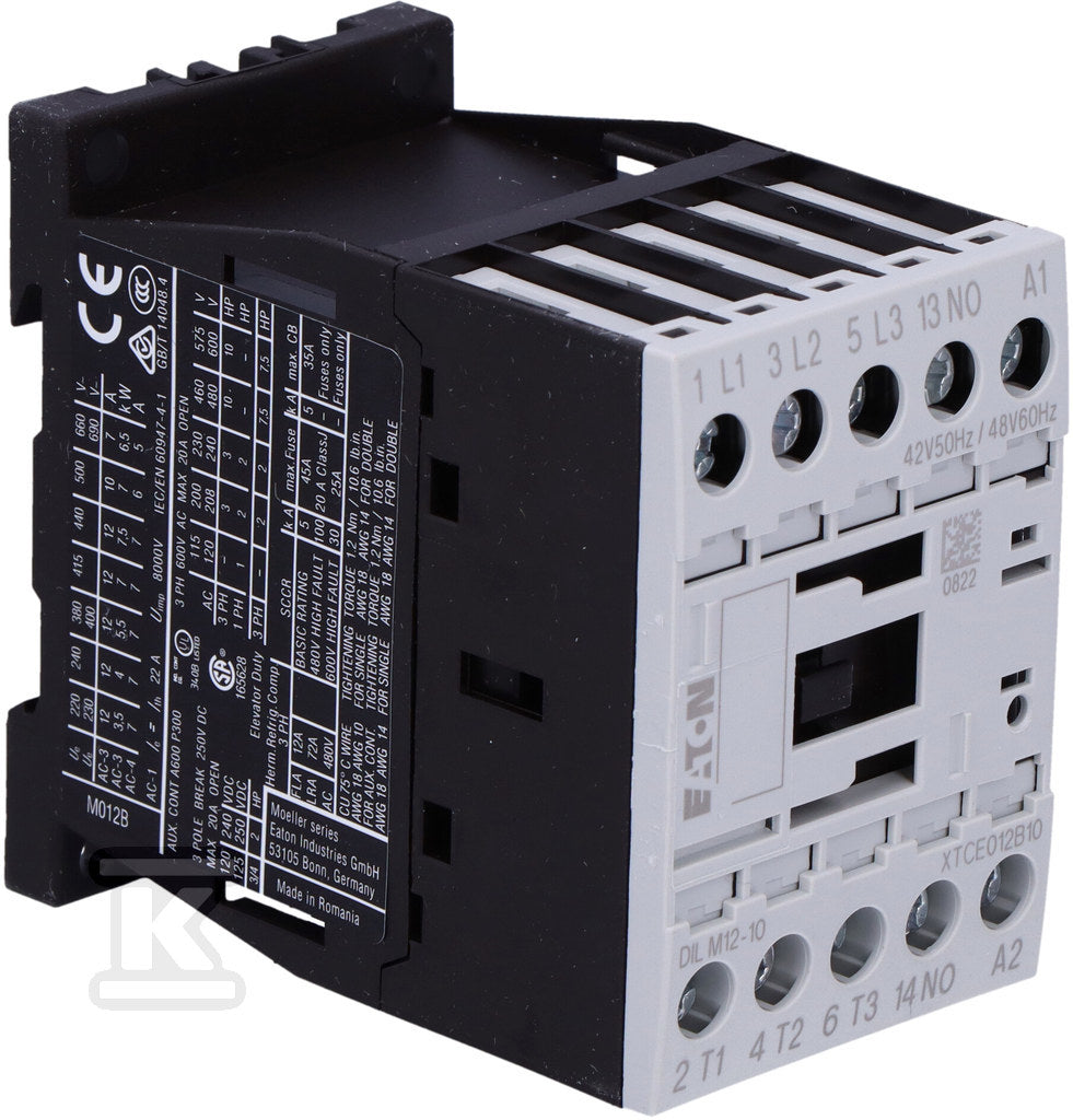 Stycznik mocy I=12A [AC-3] 1Z 0R DILM12-10(42V50HZ,48V60HZ)
