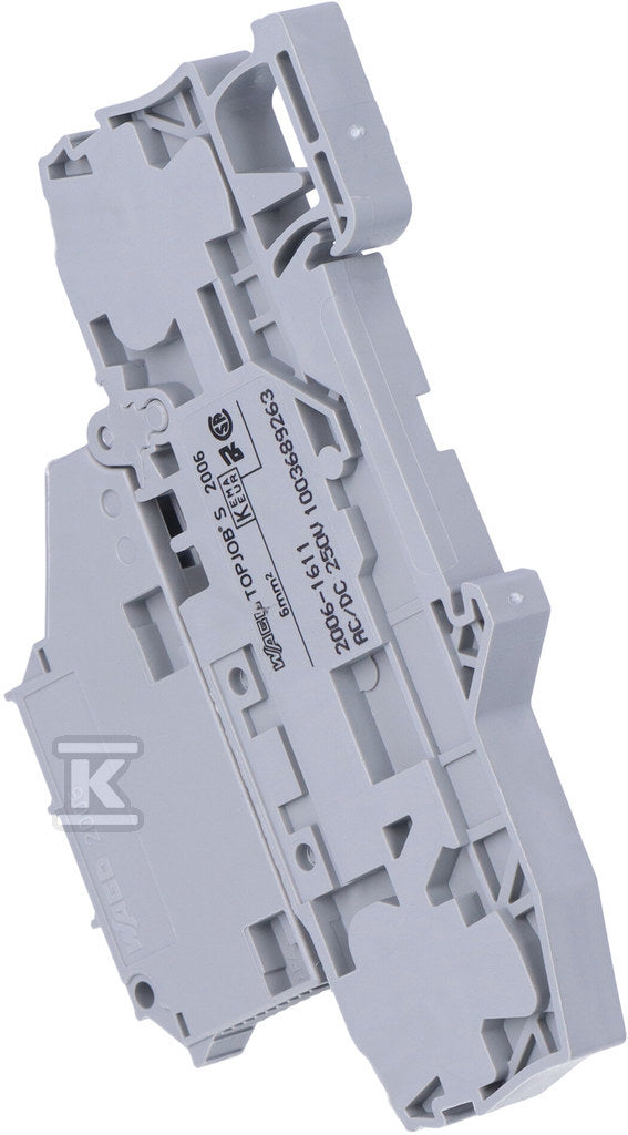 Złączka 2-przewodowa bezpiecznikowa z uchylną podstawką bezpiecznika dla aparatowej wkładki bezpiecznikowej 5 x 20 mm bez sygnalizacji przepalenia wkładki na szynę TS 35 x 15 i 35 x 7,5 6 mm Push-in CAGE CLAMP 6,00 mm szara