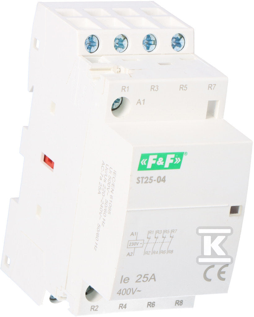 Stycznik modułowy ST25-04 stycznik modułowy styki 4NC I=25A nap. Cewki U=230V AC 2 moduły