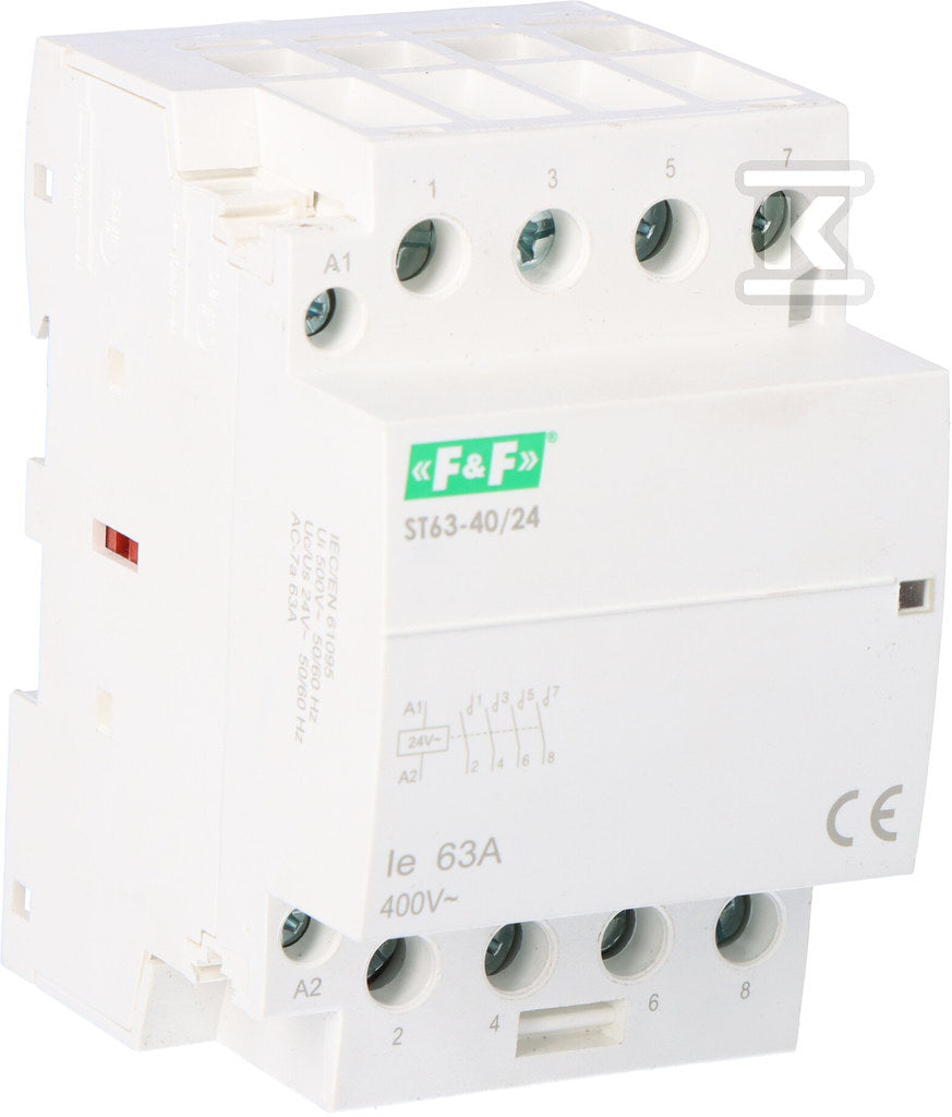 Stycznik modułowy ST63-40/24 stycznik modułowy styki 4NO I=63A nap. Cewki U=24V AC 3 moduły