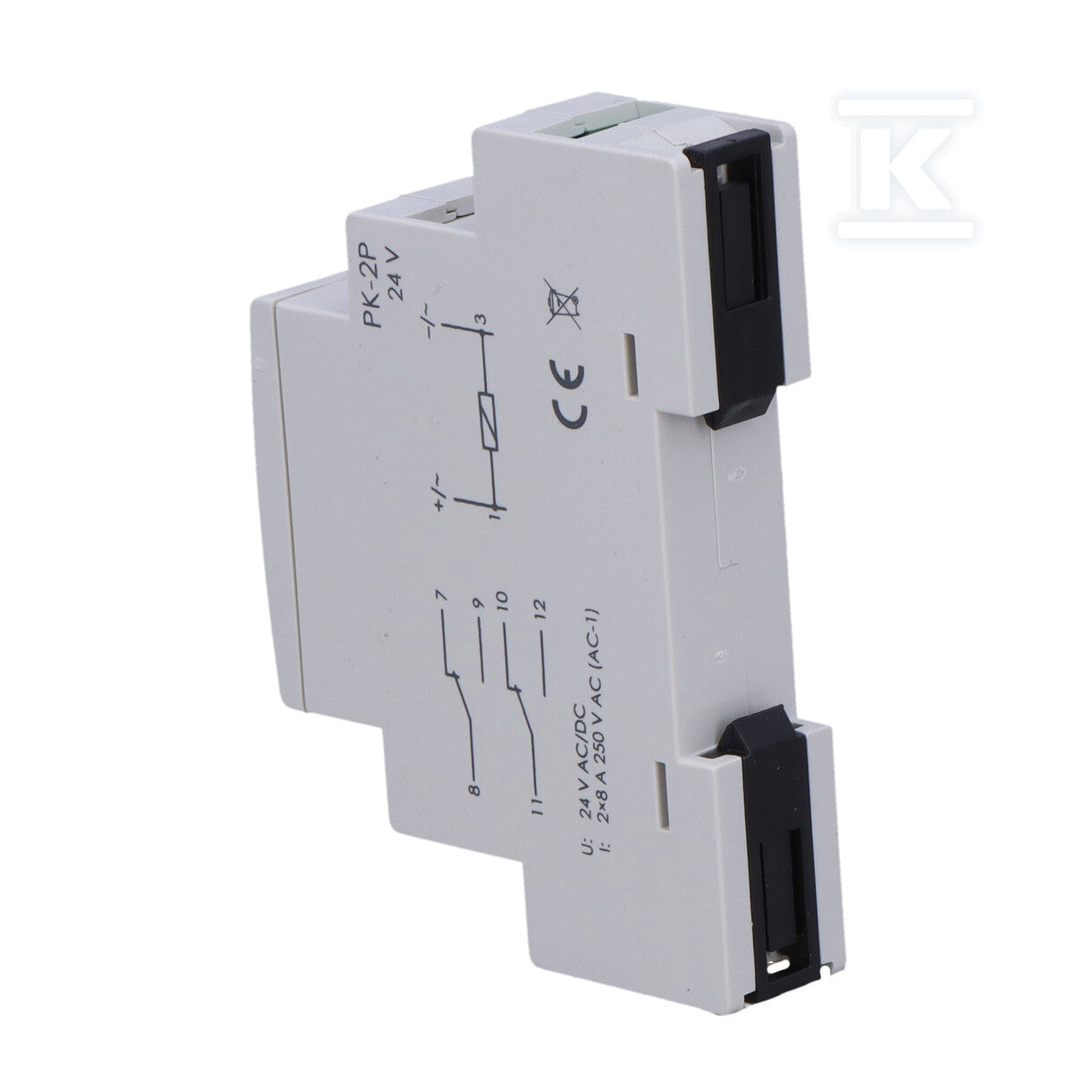 Przekaźnik elektromagnetyczny PK-2P 24V AC/DC, styk: 2P I=2x8A, 1 moduł