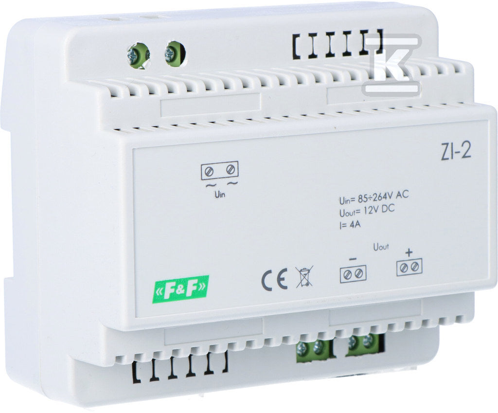 Zasilacz impulsowy ZI-2, napięcie wejściowe 85-264V AC, napięcie wyjściowe 5, 12, 15, 18, 24, 48 V DC, P=50W, 6 modułów