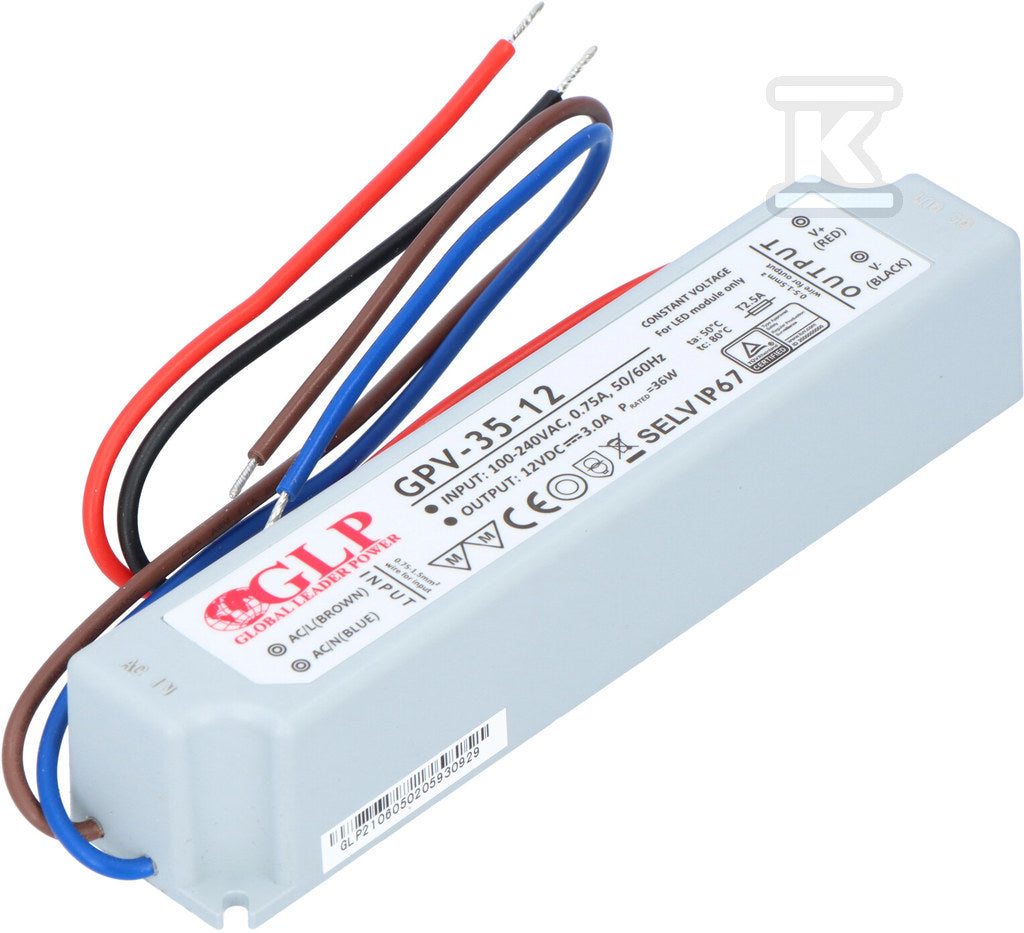 GLP zasilacz LED 12V 3A 35W