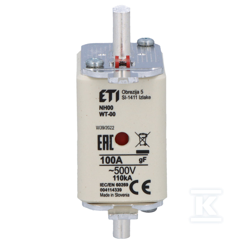 Wkładka topikowa przemysłowa szybka NH00/WT-00 gF 100A/500V