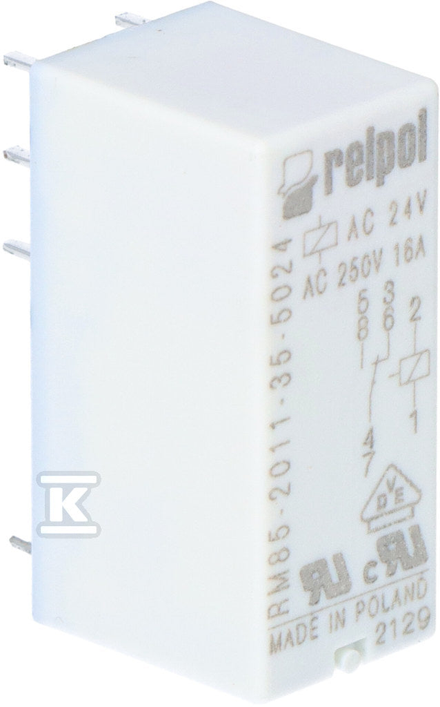 Przekaźnik miniaturowy RM85-2011-35-5024 elektromagnetyczny do obwodu drukowanego i gniazda wtykowego, raster 3,5mm, wysokość 15,7mm