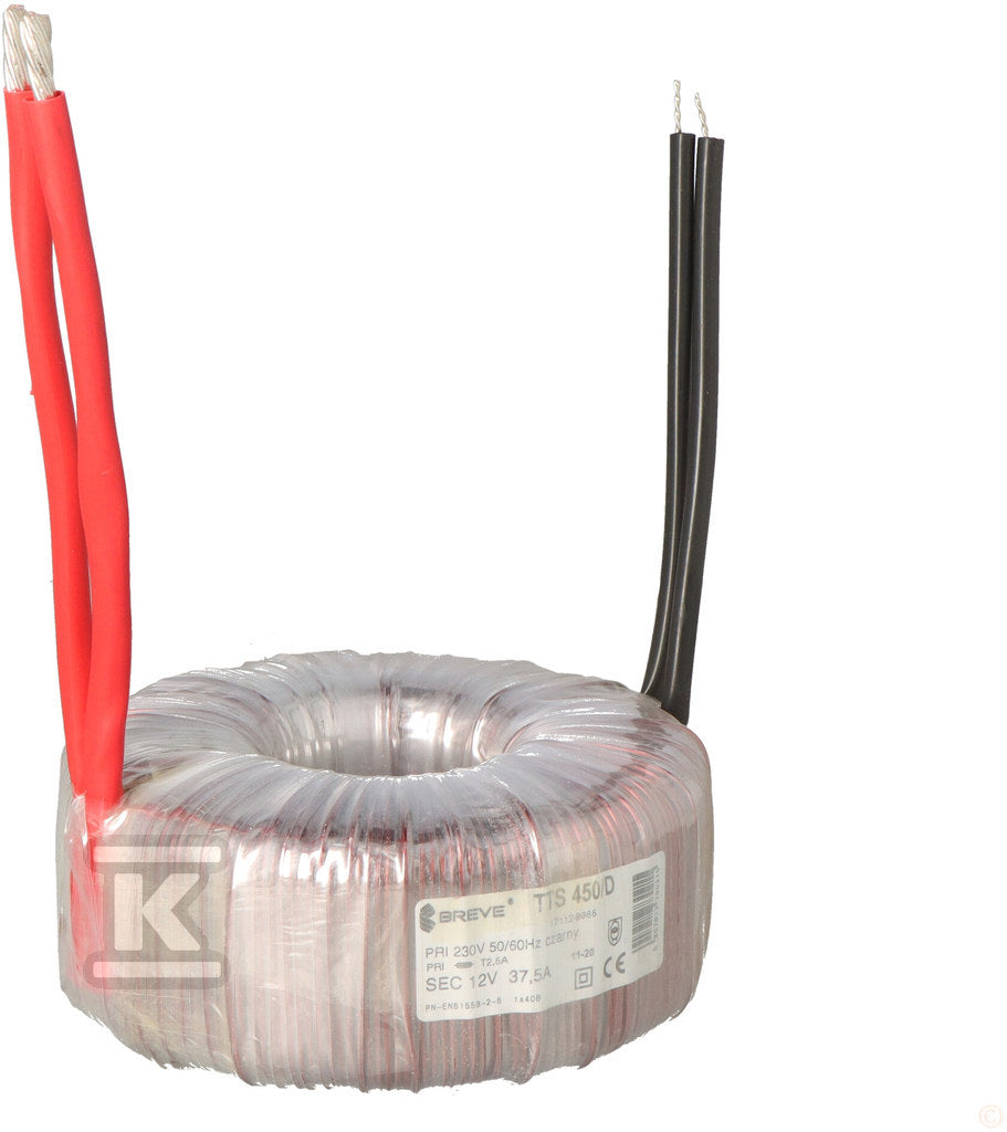 Transformator toroidalny TTS 450/D 230/ 12V IP00 do ogólnego zastosowania