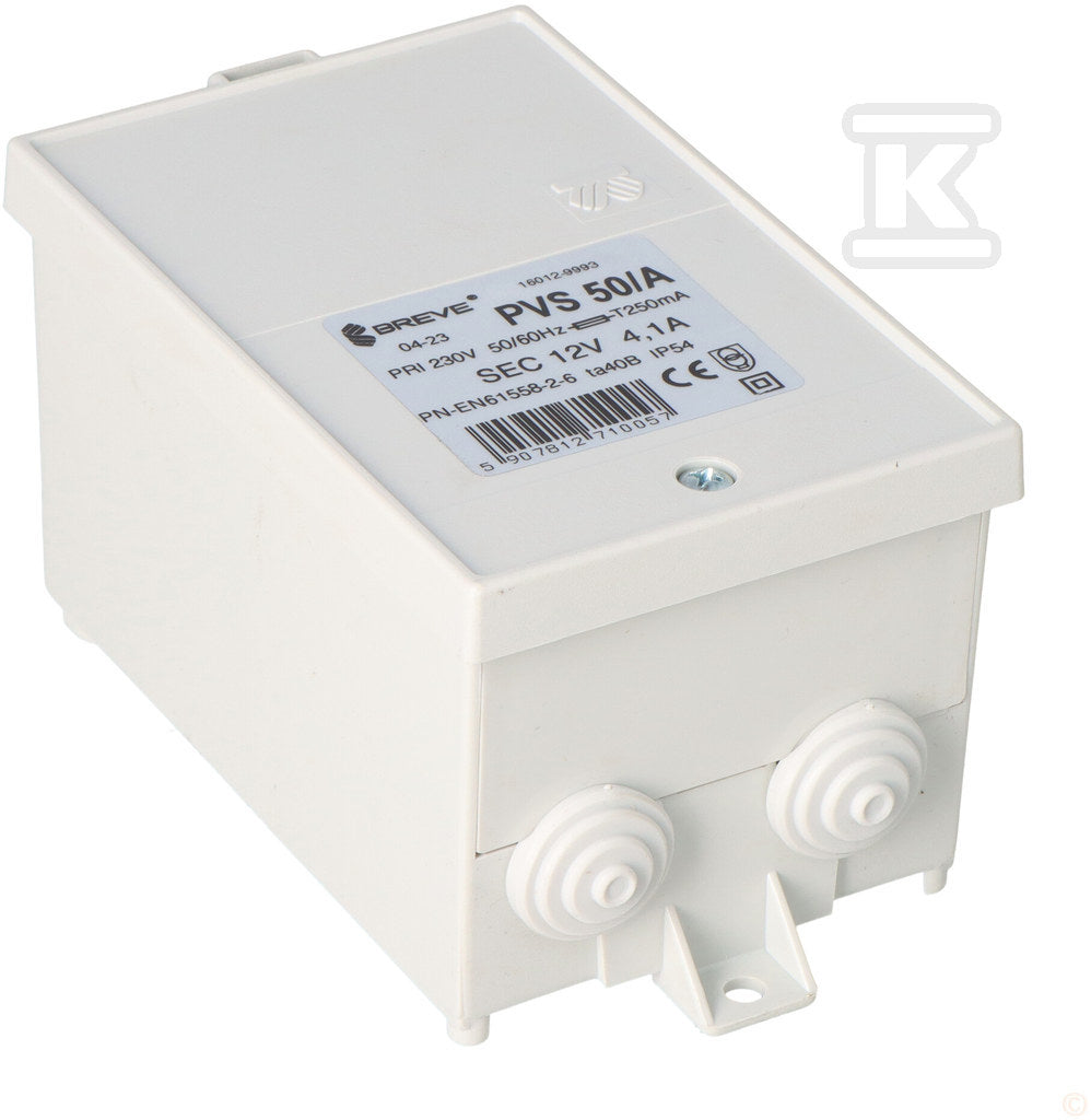 Transformator jednofazowy PVS 50 230/12V IP54 obudowany z zabezpieczeniem