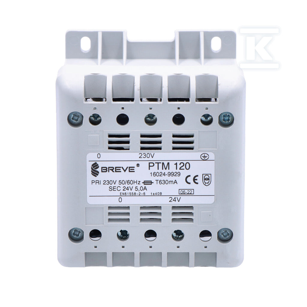 Transformator jednofazowy PTM 120 230/ 24V IP21 na szynę DIN TH-35 w obudowie