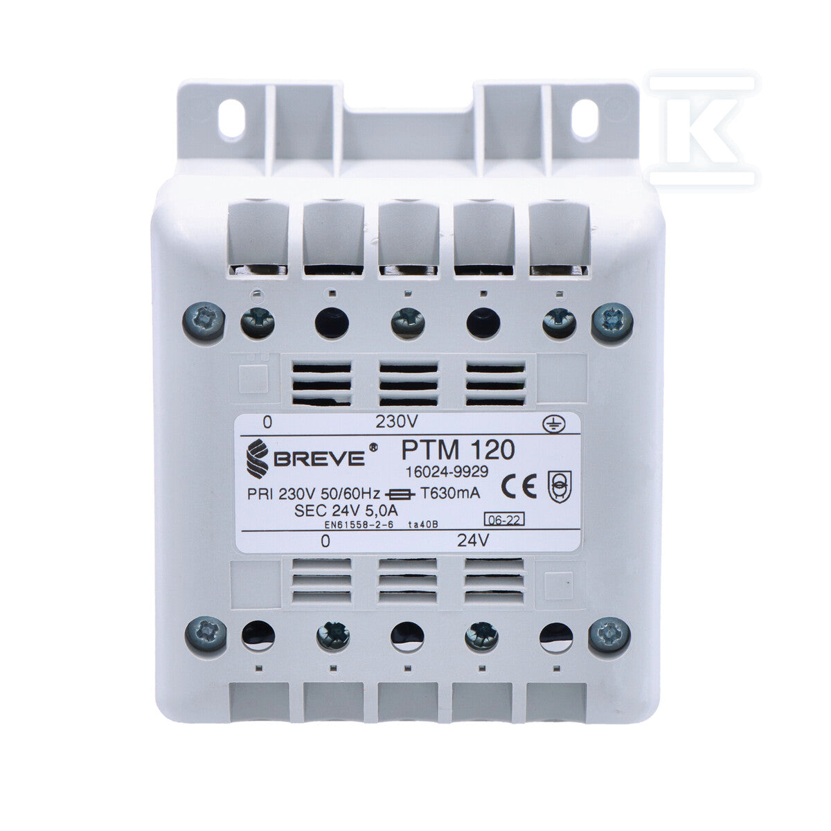 Transformator jednofazowy PTM 120 230/ 24V IP21 na szynę DIN TH-35 w obudowie