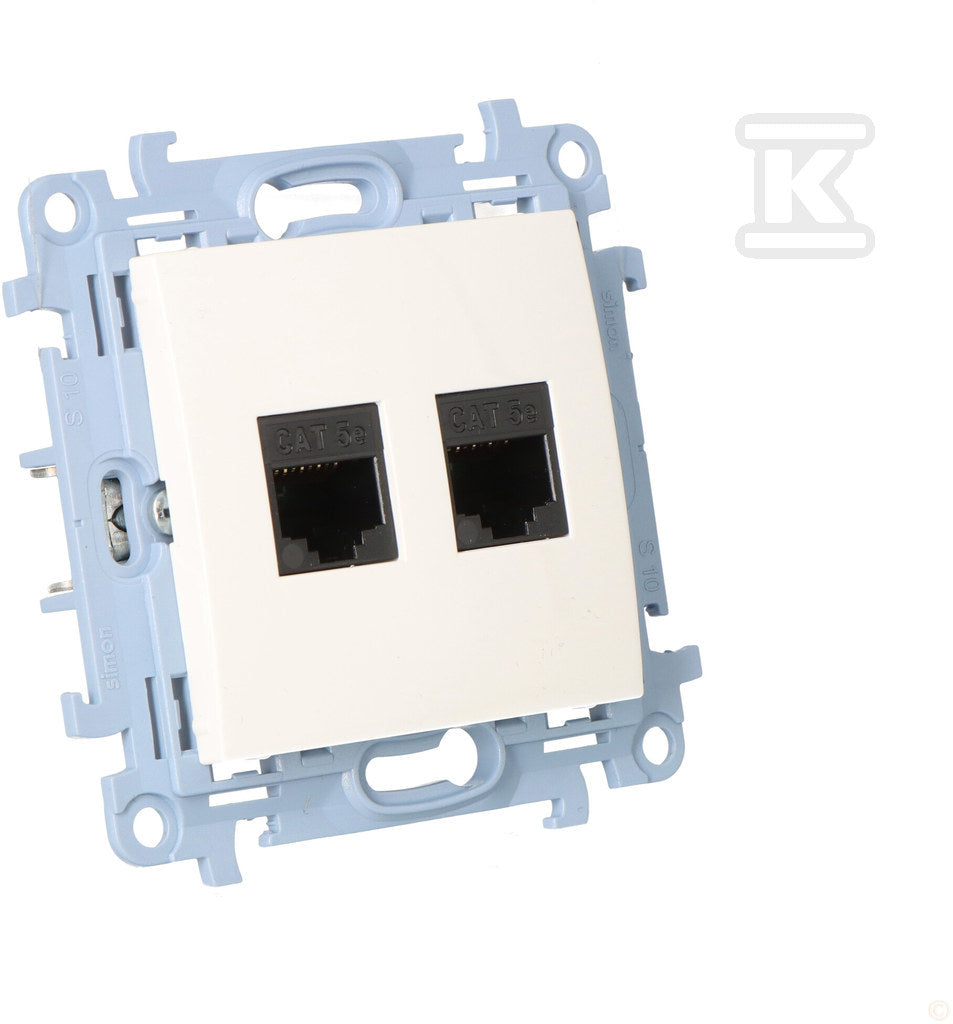Gniazdo komputerowe podwójne RJ45 kategoria 5e (moduł), biały Simon10