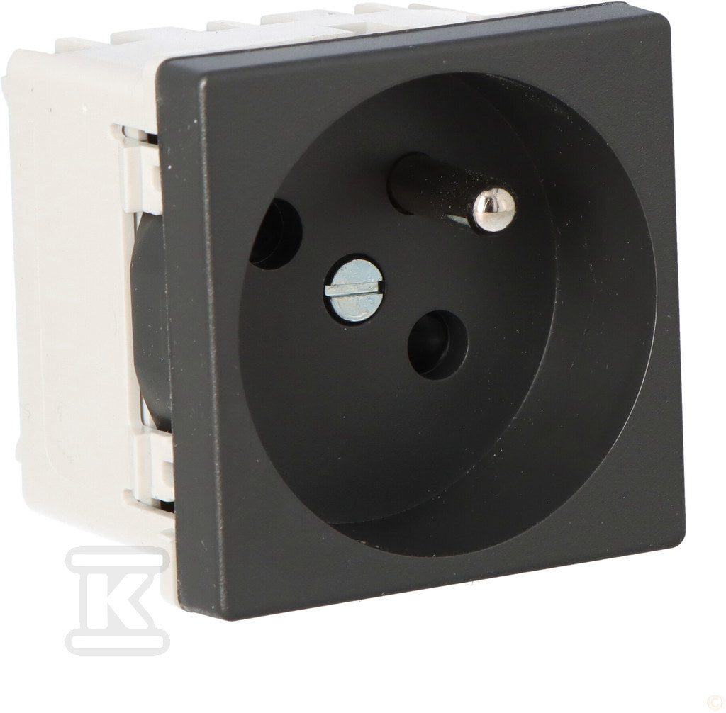 Gniazdo K45 z uziemieniem 16A/230V~, szybkozłączki, grafit Connect
