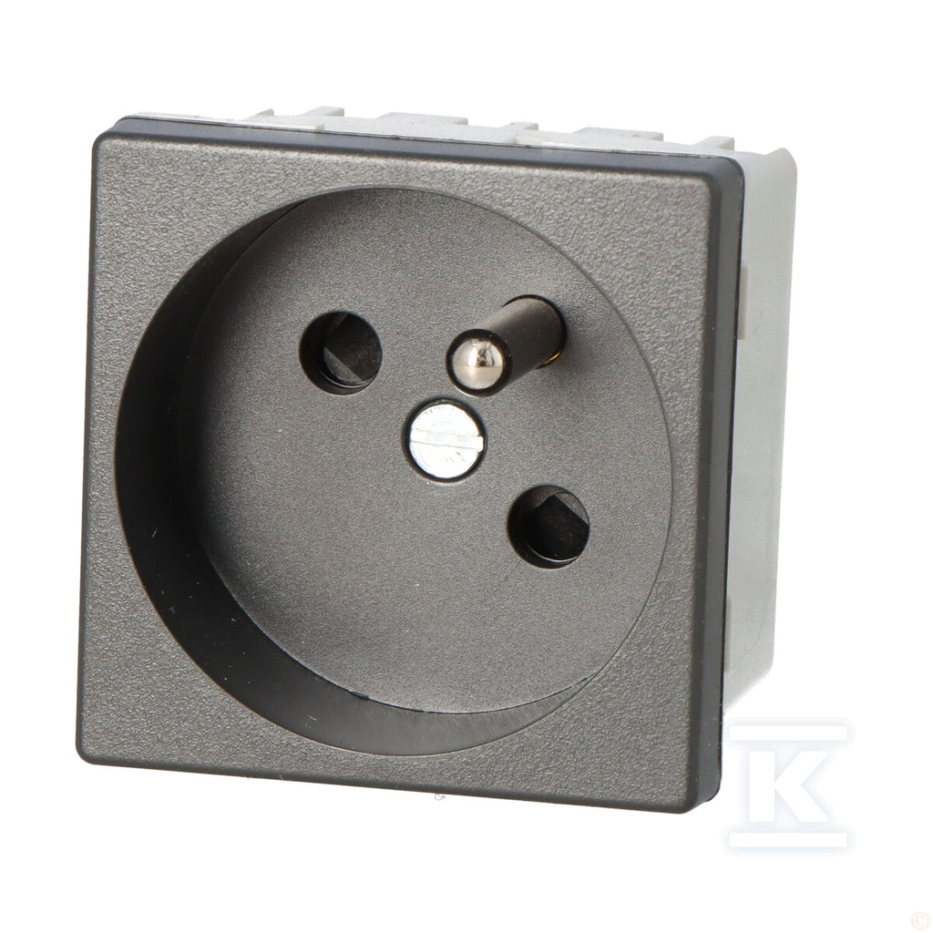 Gniazdo K45 z uziemieniem 16A/230V~, szybkozłączki, grafit Connect