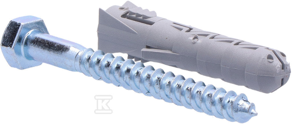 Kołek rozporowy FIX fi 12 z wkrętem z łbem sześciokątnym DIN 571 8,0x80 mm polipropylen