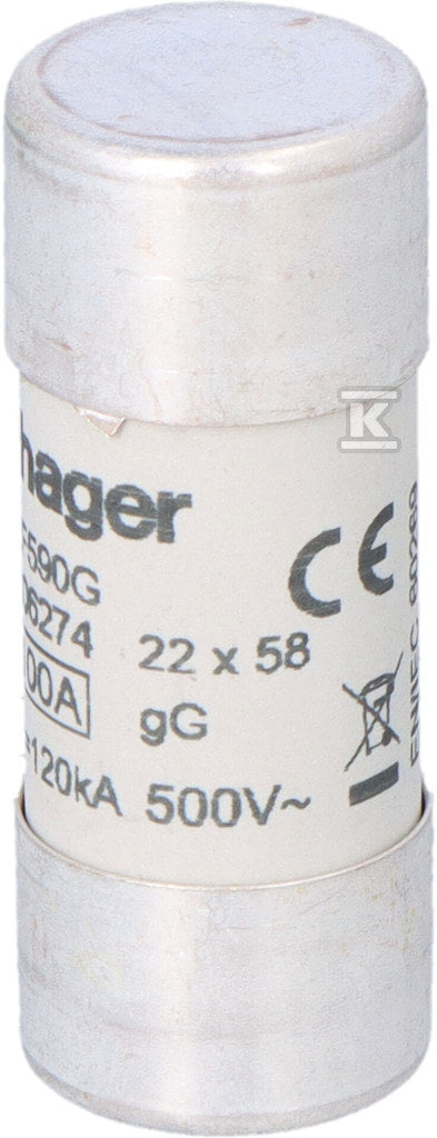 Wkładka bezpiecznikowa cylindryczna CH-22 22x58mm gG 100A 500VAC