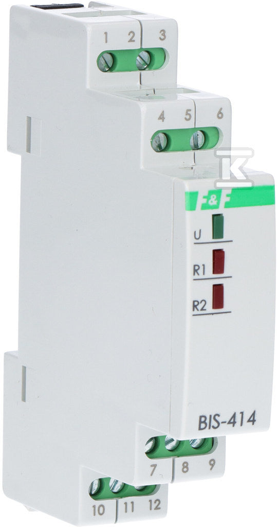 Przekaźnik bistabilny, sekwencyjny, na szynę DIN, z przekaźnikiem inrush 160A/20ms 24V BIS-414-LED-24V