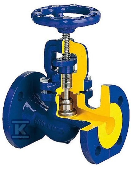 Zawór zaporowy zGLO Fig. 215 DN20 PN16, żeliwo szare EN-GJL-250, wykonanie: 01, połączenie trzpienia z grzybem - rozłączne - wkrętka, trzpień, grzyb i pierścień kadłuba - stal nierdzewna