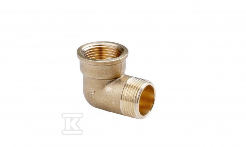 Kolanko mosiężne 6/4" nakrętno-wkrętne żółte