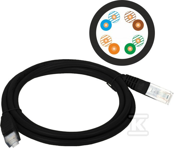 Patchcord U/UTP kat.5e PVC 0.5m czarny