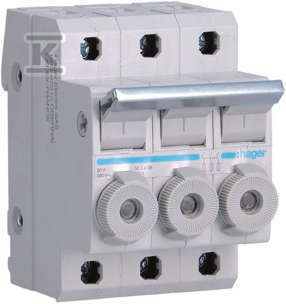 Rozłącznik bezpiecznikowy modułowy 3P wkładki bezpiecznikowej cylindrycznej L38 10x38 mm 20A 400VAC