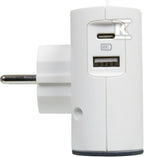 Rozgałęźnik 2x2P, USB A+C - biały/grafitowy, HELMO