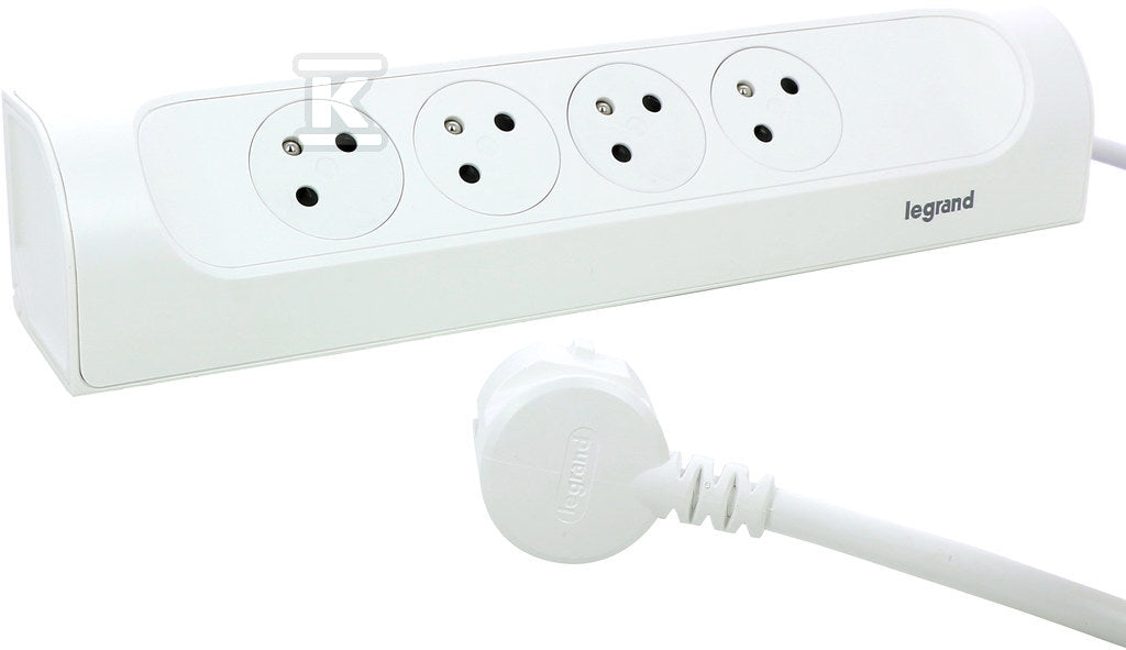 Przedłużacz narożny 4x2P+Z, z przewodem 1.0 metra 3x1.5 mm2 - biały, HELMO