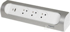 Przedłużacz narożny 3x2P+Z, USB A+C, bez przewodu (wielogniazdowy blok przenośny) - biały/aluminium, HELMO