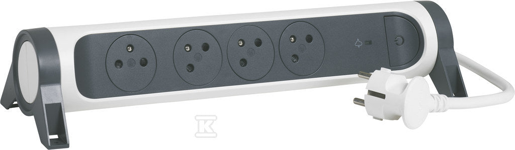 Przedłużacz PREMIUM, obrotowy, 4x2P+Z, z ogranicznikiem przepięć, z przewodem 1.5 metra 3x1.0 mm2 - biały/grafitowy, HELMO