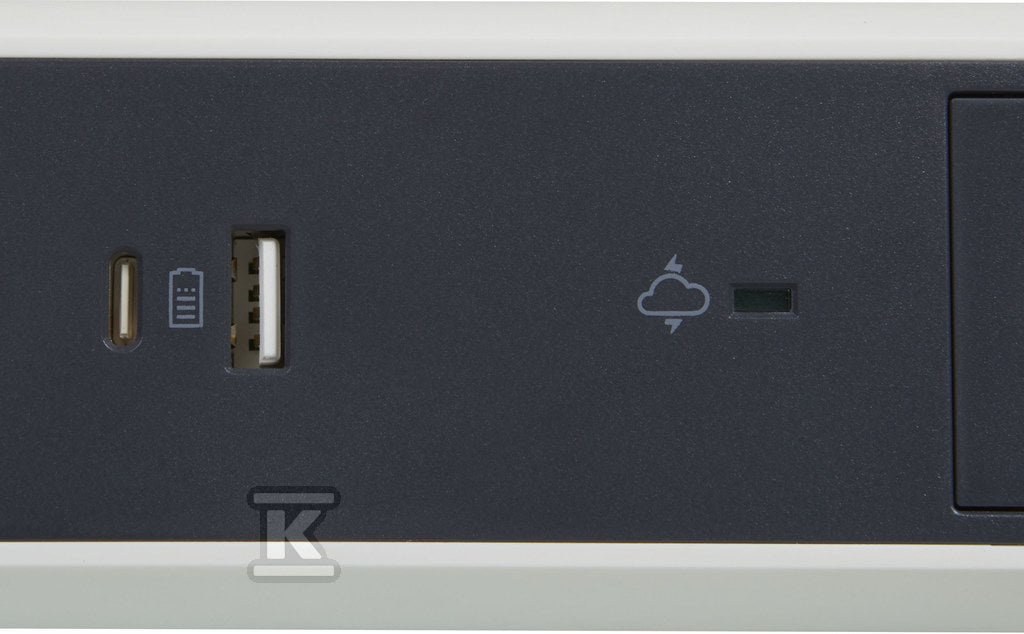 Przedłużacz PREMIUM, obrotowy, 5x2P+Z, USB A+C, z ogranicznikiem przepięć, z przewodem 1.5 metra 3x1.0 mm2 - biały/grafitowy, HELMO