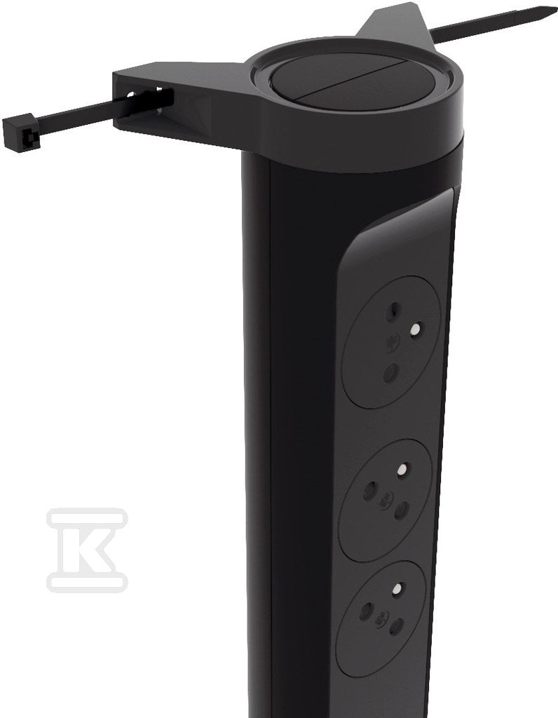 Przedłużacz PREMIUM, obrotowy, 3x2P+Z, USB A+C, z ogranicznikiem przepięć, z przewodem 1.5 metra 3x1.0 mm2 - czarny/grafitowy, HELMO