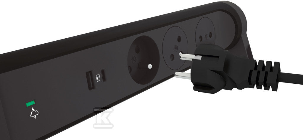 Przedłużacz PREMIUM, obrotowy, 3x2P+Z, USB A+C, z ogranicznikiem przepięć, z przewodem 1.5 metra 3x1.0 mm2 - czarny/grafitowy, HELMO