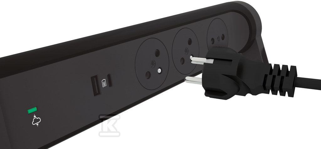 Przedłużacz PREMIUM, obrotowy, 3x2P+Z, USB A+C, z ogranicznikiem przepięć, z przewodem 1.5 metra 3x1.0 mm2 - czarny/grafitowy, HELMO