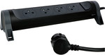 Przedłużacz STANDARD 4x2P+Z, z przewodem 3.0 metra 3x1.5 mm2 - czarny/grafitowy, HELMO