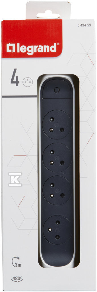 Przedłużacz PREMIUM, obrotowy, 4x2P+Z, z przewodem 3.0 metra 3x1.5 mm2 - biały/grafitowy, HELMO