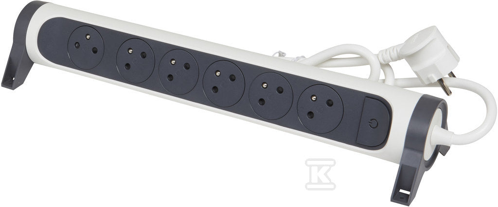 Przedłużacz PREMIUM, obrotowy, 6x2P+Z, z przewodem 3.0 metra 3x1.5 mm2 - biały/grafitowy, HELMO