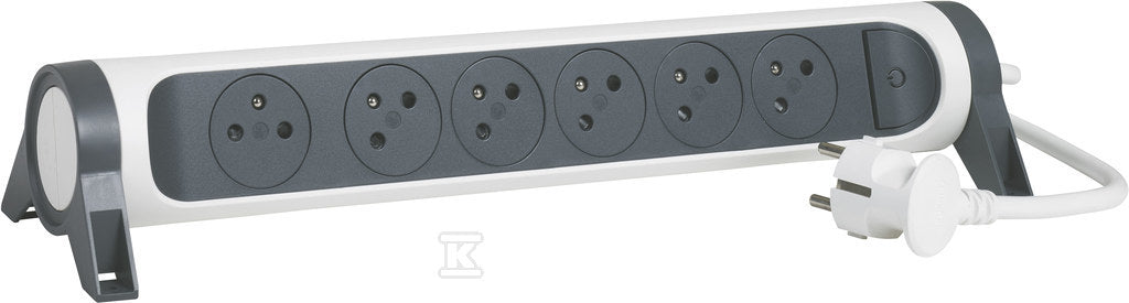 Przedłużacz PREMIUM, obrotowy, 6x2P+Z, z przewodem 3.0 metra 3x1.5 mm2 - biały/grafitowy, HELMO