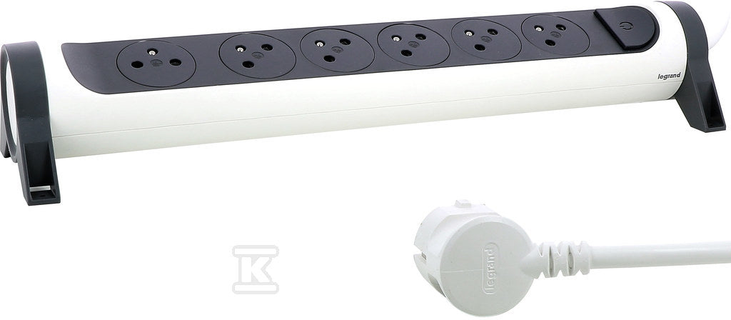 Przedłużacz PREMIUM, obrotowy, 6x2P+Z, z przewodem 3.0 metra 3x1.5 mm2 - biały/grafitowy, HELMO