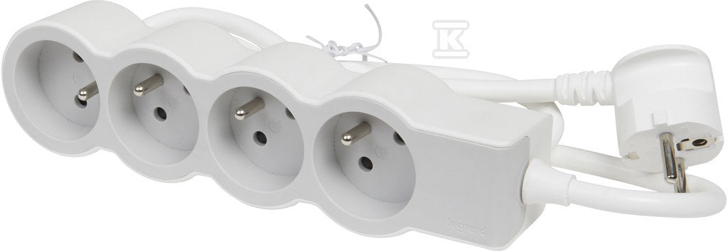 Przedłużacz STANDARD 4x2P+Z, z przewodem 1.5 metra 3x1.0 mm2 - biały/jasnoszary, HELMO