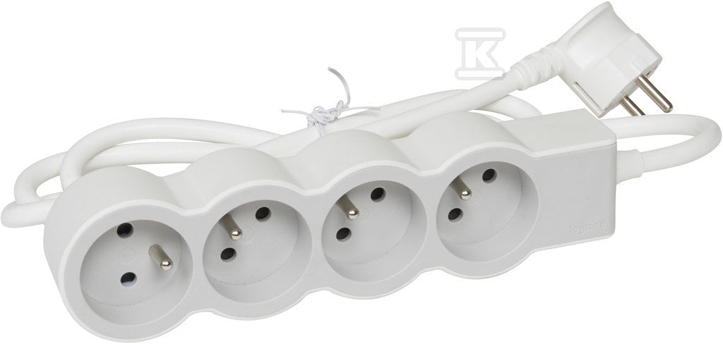 Przedłużacz STANDARD 4x2P+Z, z przewodem 1.5 metra 3x1.0 mm2 - biały/jasnoszary, HELMO