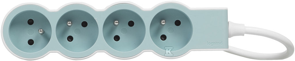 Przedłużacz STANDARD 4x2P+Z, z przewodem 1.5 metra 3x1.0 mm2 - biały/BŁĘKITNY, HELMO